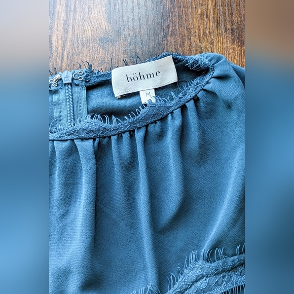 Bohme Teal Eyelash Lace Midi Dress - Picture 5 of 6